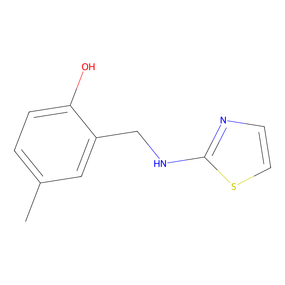 4-Methyl-2-[(1,3-thiazol-2-ylamino)methyl]phenol molecular structure, CAS 692283-49-1