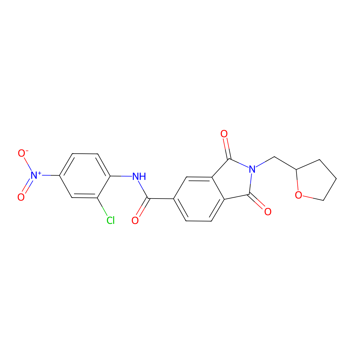N-(2-chloro-4-nitrophenyl)-1,3-dioxo-2-(oxolan-2-ylmethyl)isoindole-5-carboxamide molecular structure, CAS 692283-72-0