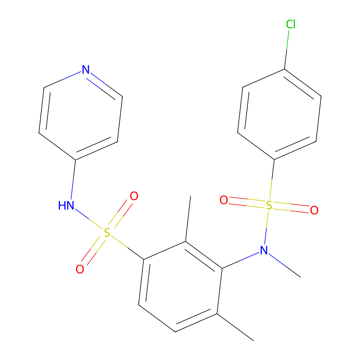 3-[[(4-chlorophenyl)sulfonyl](methyl)amino]-2,4-dimethyl-N-4-pyridinylbenzenesulfonamide molecular structure, CAS 692284-11-0