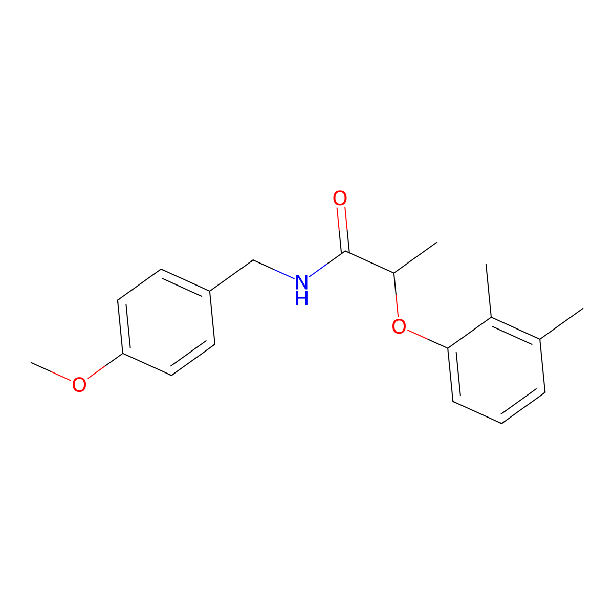 2-(2,3-dimethylphenoxy)-N-[(4-methoxyphenyl)methyl]propanamide molecular structure, CAS 692284-15-4