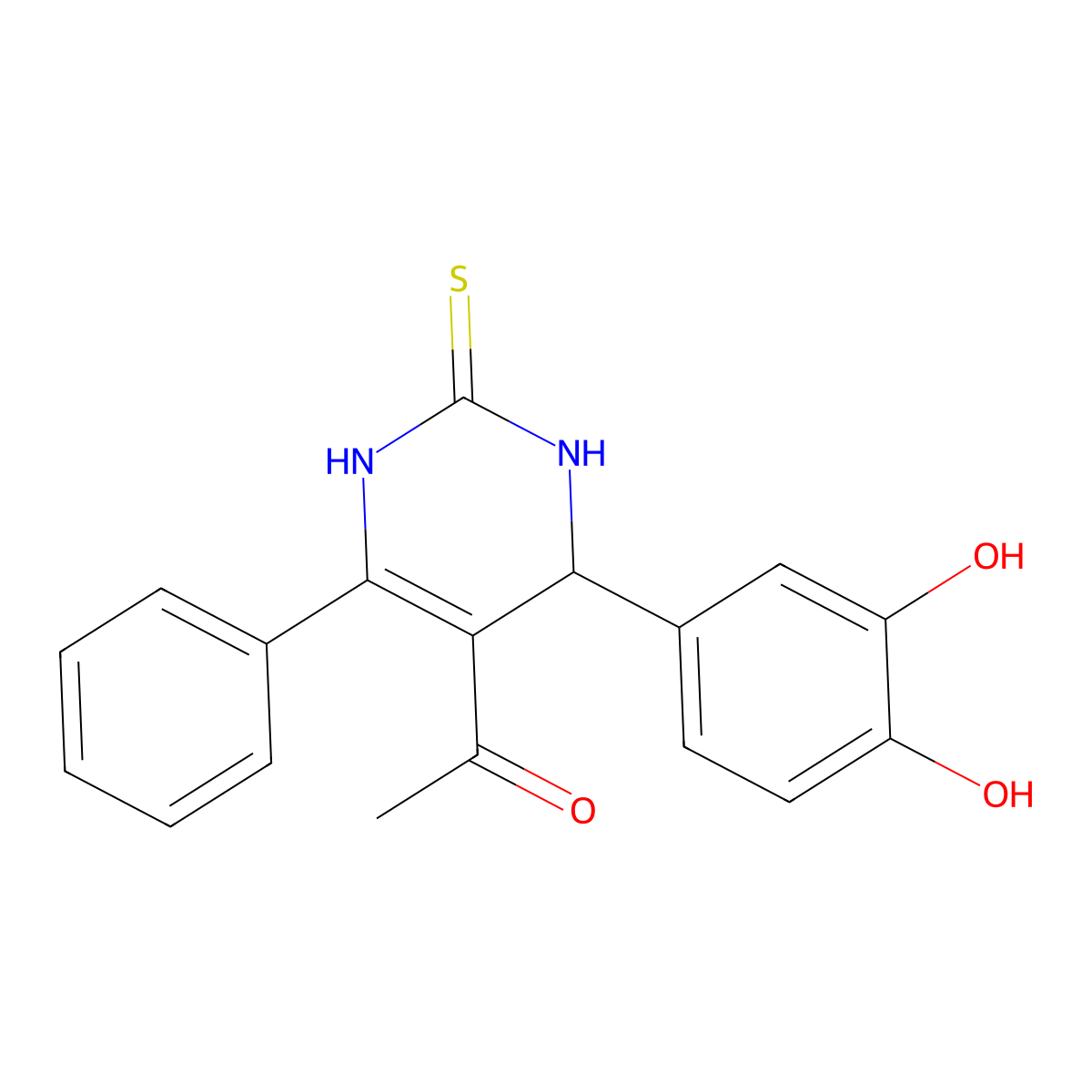 1-[4-(3,4-dihydroxyphenyl)-6-phenyl-2-sulfanylidene-3,4-dihydro-1H-pyrimidin-5-yl]ethanone molecular structure, CAS 692284-20-1