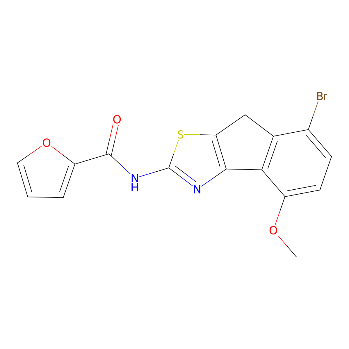 N-(5-bromo-8-methoxy-4H-indeno[1,2-d][1,3]thiazol-2-yl)furan-2-carboxamide molecular structure, CAS 692284-35-8