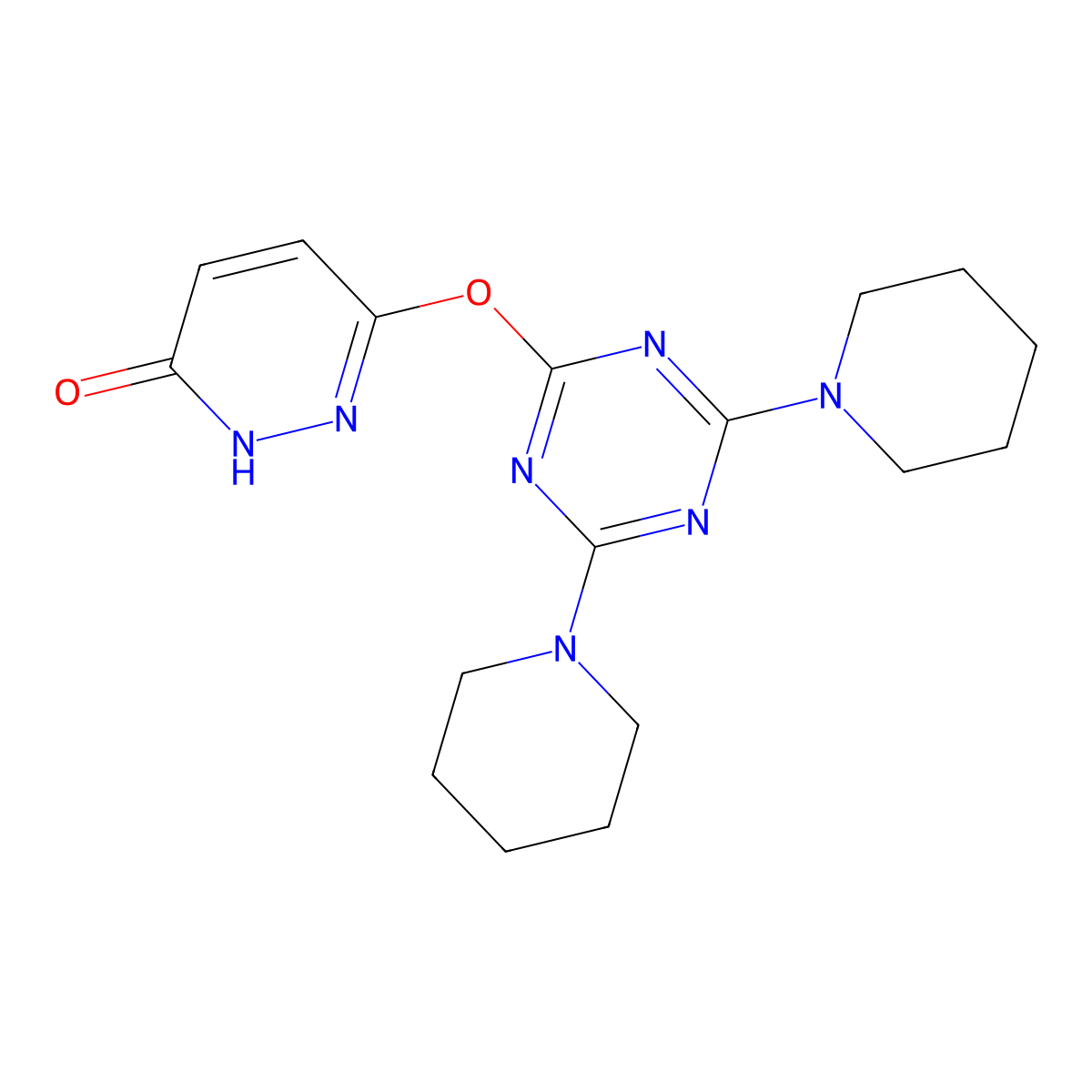 6-(4,6-Di-piperidin-1-yl-[1,3,5]triazin-2-yloxy)-pyridazin-3-ol molecular structure, CAS 692284-48-3
