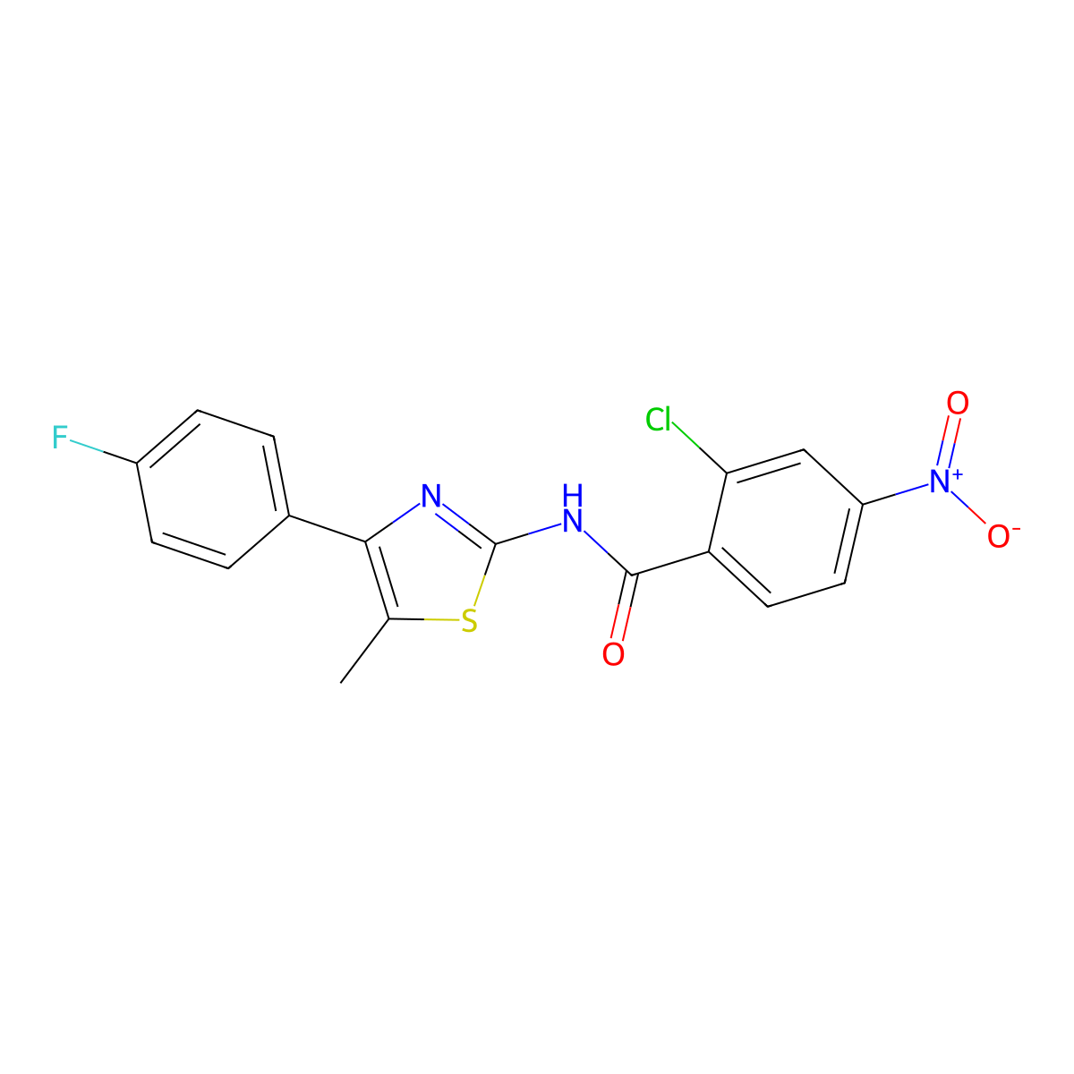 2-chloro-N-[4-(4-fluorophenyl)-5-methyl-1,3-thiazol-2-yl]-4-nitrobenzamide molecular structure, CAS 692284-58-5