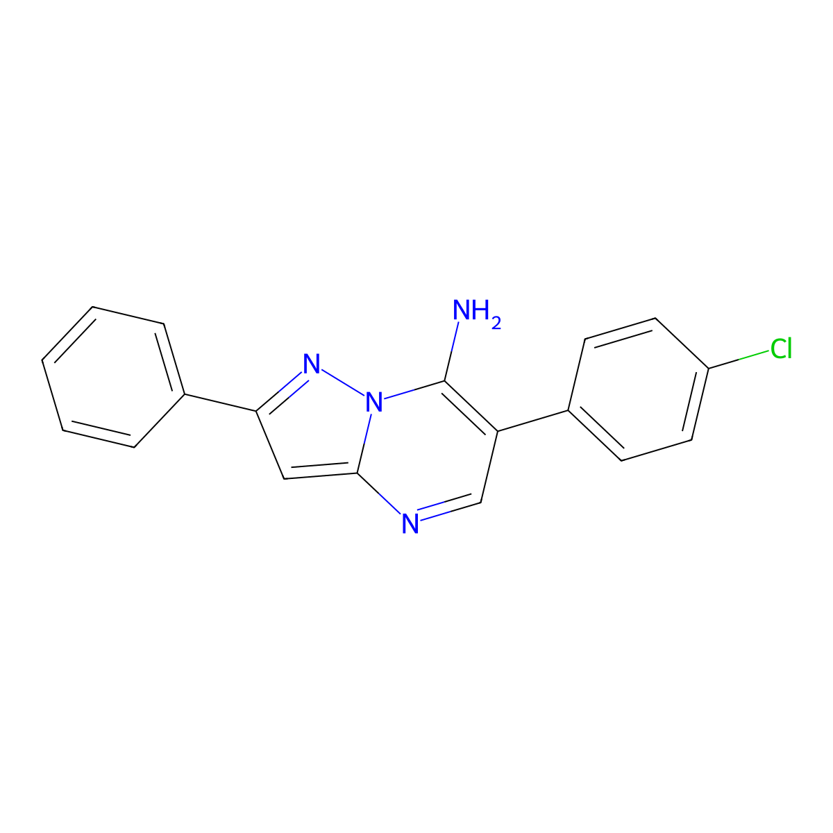 6-(4-Chlorophenyl)-2-phenylpyrazolo[1,5-a]pyrimidin-7-amine molecular structure, CAS 692284-59-6
