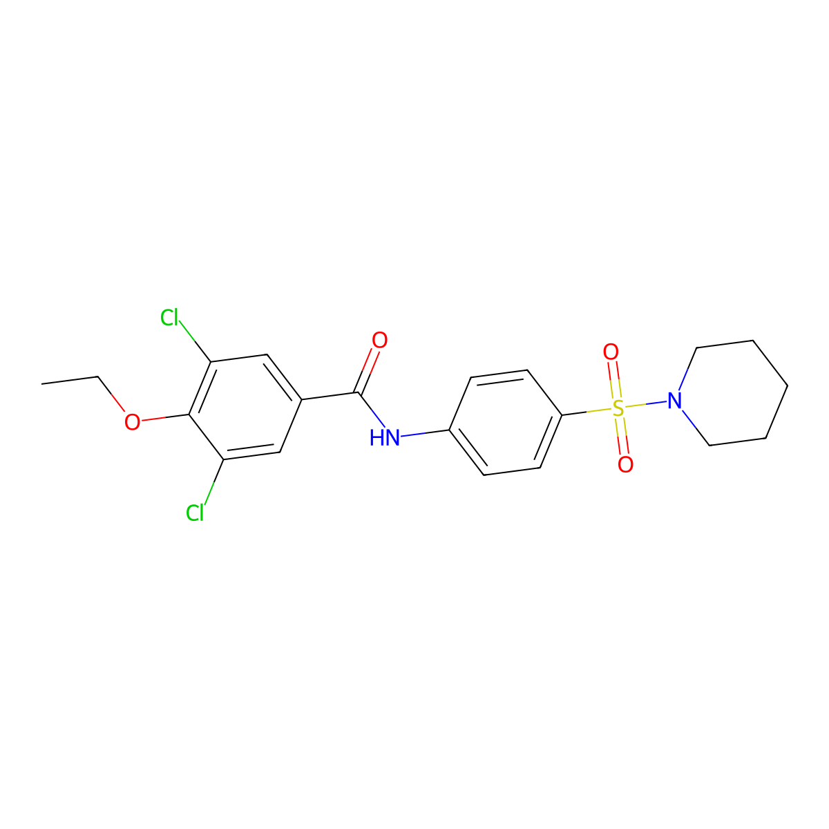 3,5-dichloro-4-ethoxy-N-[4-(piperidin-1-ylsulfonyl)phenyl]benzamide molecular structure, CAS 692284-71-2