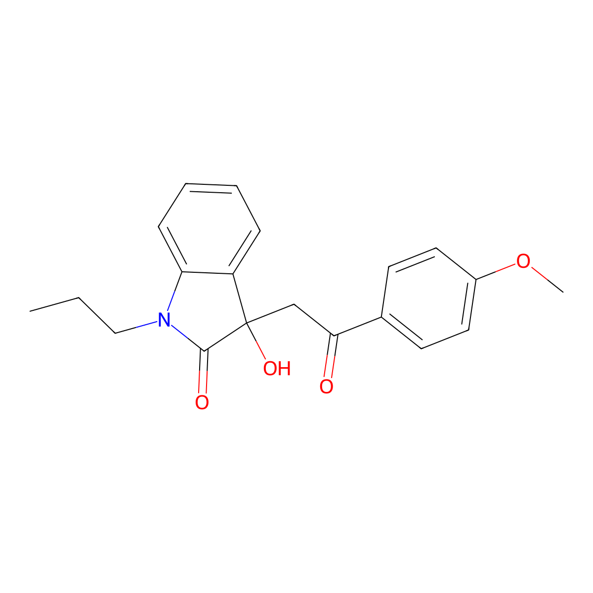 3-hydroxy-3-[2-(4-methoxyphenyl)-2-oxoethyl]-1-propyl-1,3-dihydro-2H-indol-2-one molecular structure, CAS 692284-76-7