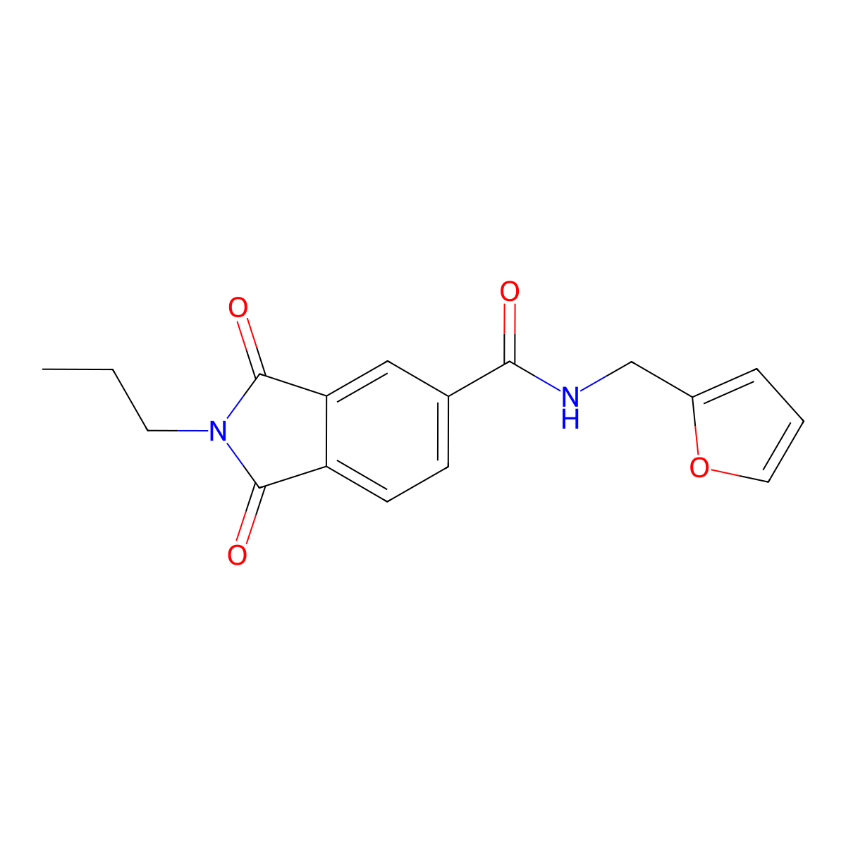 N-(2-furanylmethyl)-1,3-dioxo-2-propyl-5-isoindolecarboxamide molecular structure, CAS 692285-14-6