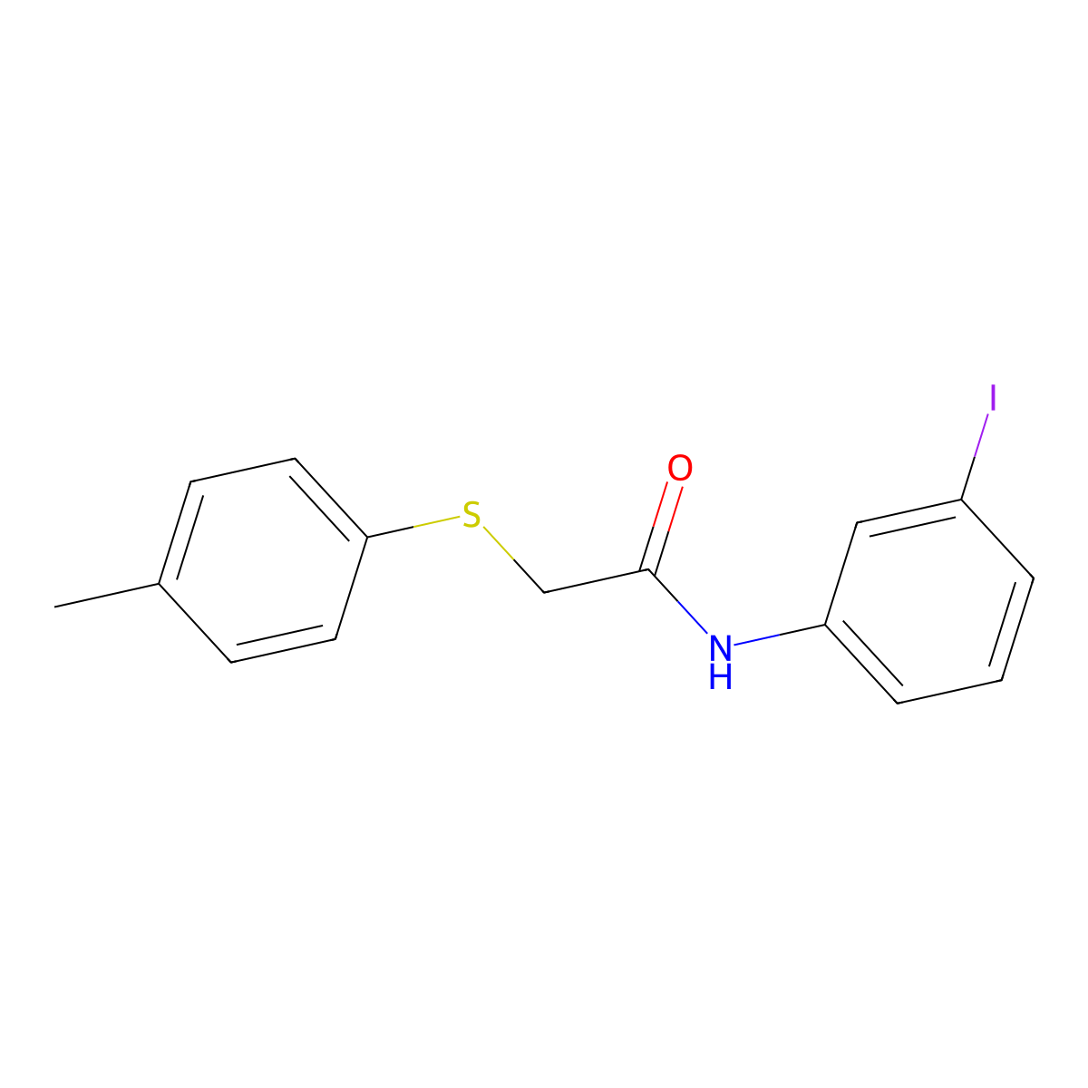 N-(3-iodophenyl)-2-(4-methylphenyl)sulfanylacetamide molecular structure, CAS 692285-40-8