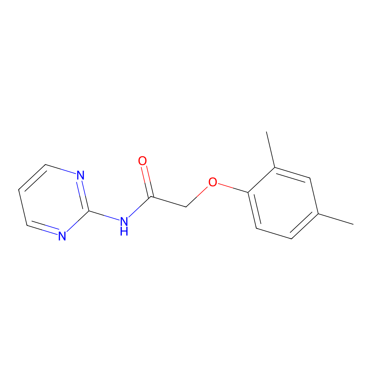 2-(2,4-dimethylphenoxy)-N-pyrimidin-2-ylacetamide molecular structure, CAS 692286-03-6