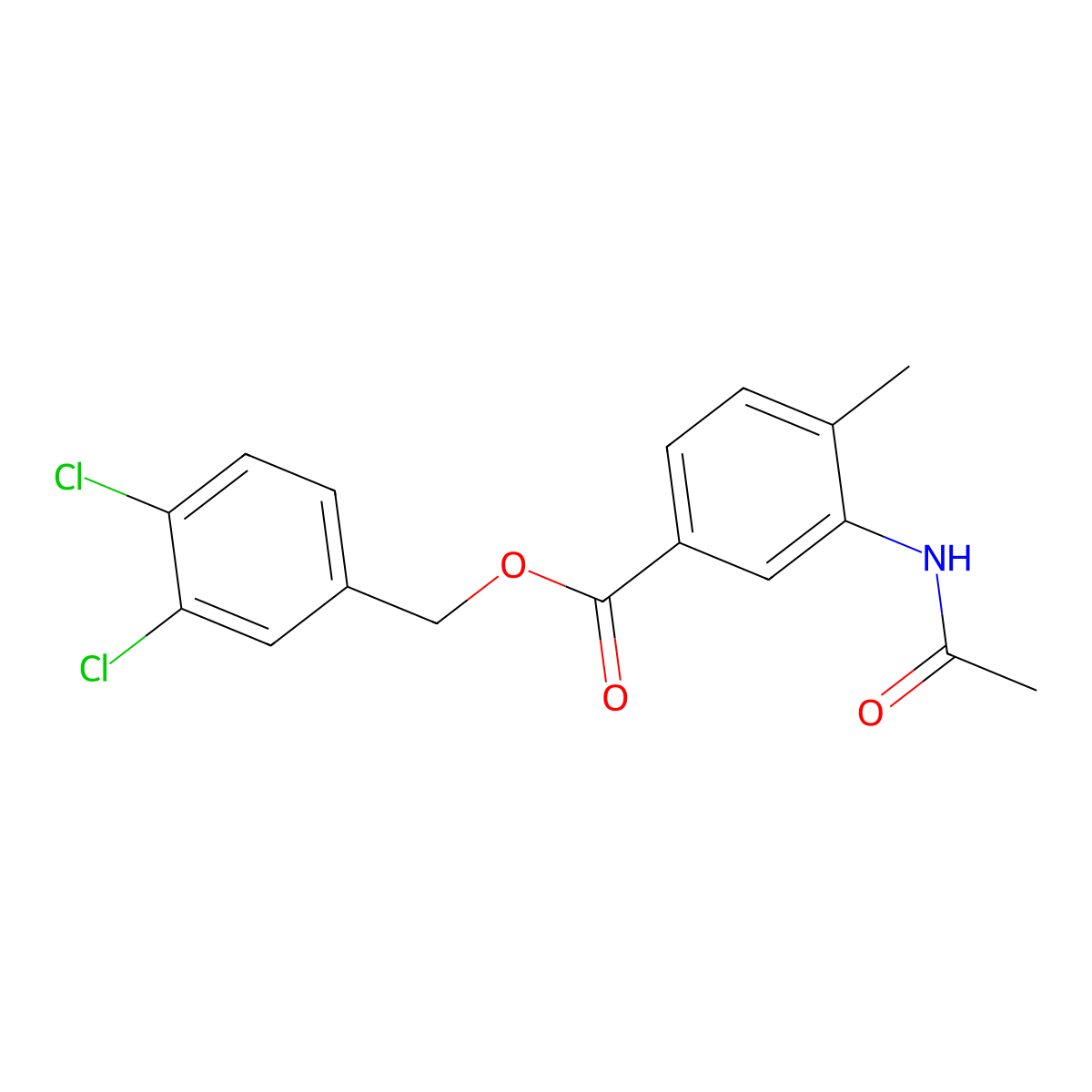 3,4-Dichlorobenzyl 3-(acetylamino)-4-methylbenzoate molecular structure, CAS 692286-48-9