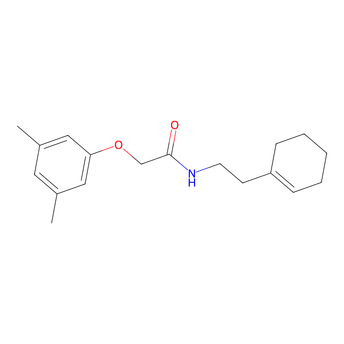 N-[2-(cyclohexen-1-yl)ethyl]-2-(3,5-dimethylphenoxy)acetamide molecular structure, CAS 692286-93-4
