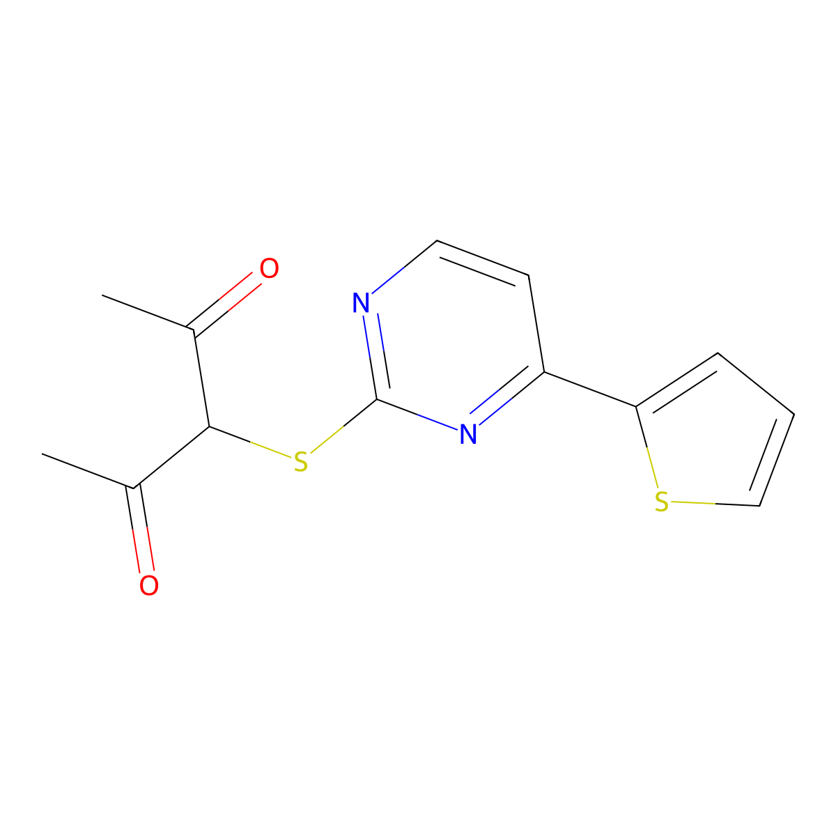 3-{[4-(2-Thienyl)-2-pyrimidinyl]sulfanyl}-2,4-pentanedione molecular structure, CAS 692287-24-4