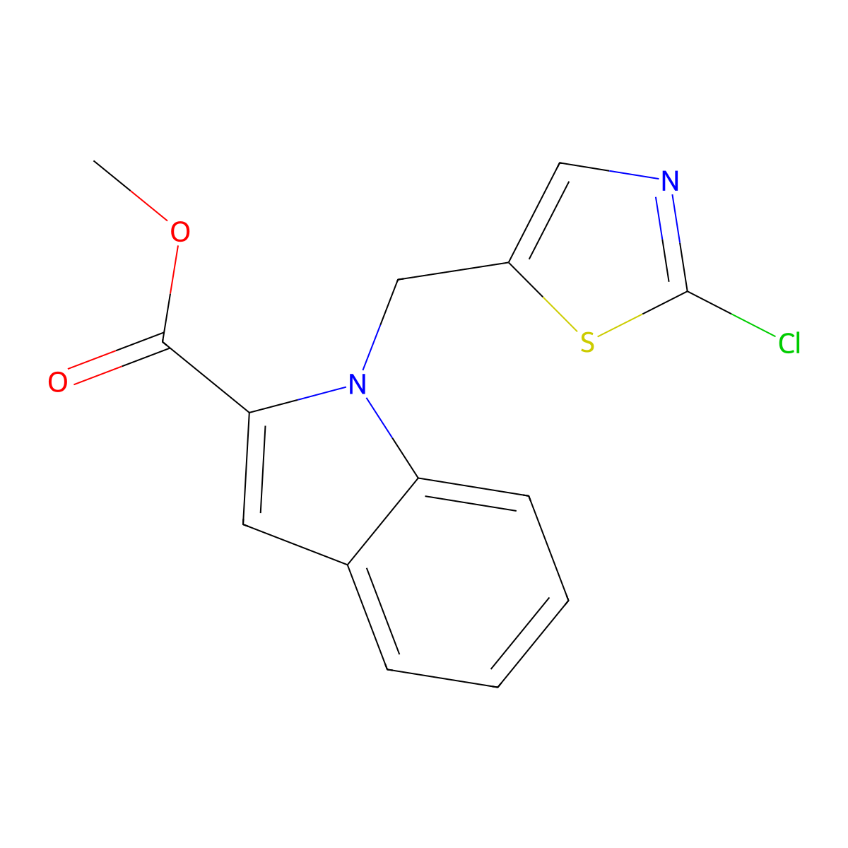 methyl 1-[(2-chloro-1,3-thiazol-5-yl)methyl]-1H-indole-2-carboxylate molecular structure, CAS 692287-25-5