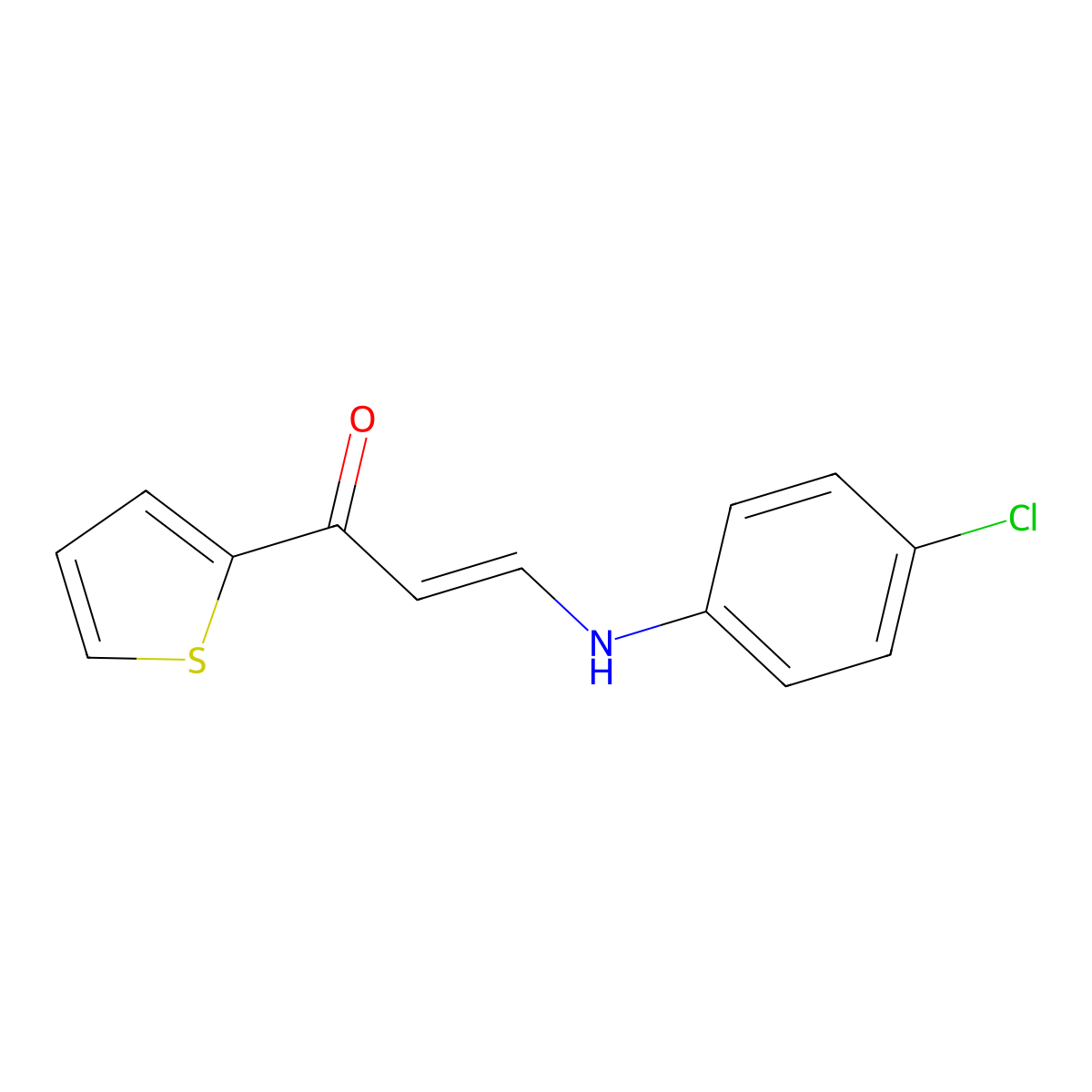 (2E)-3-[(4-chlorophenyl)amino]-1-(thiophen-2-yl)prop-2-en-1-one molecular structure, CAS 692287-26-6