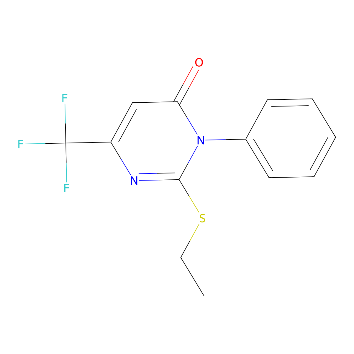 2-(ethylsulfanyl)-3-phenyl-6-(trifluoromethyl)-4(3H)-pyrimidinone molecular structure, CAS 692287-34-6