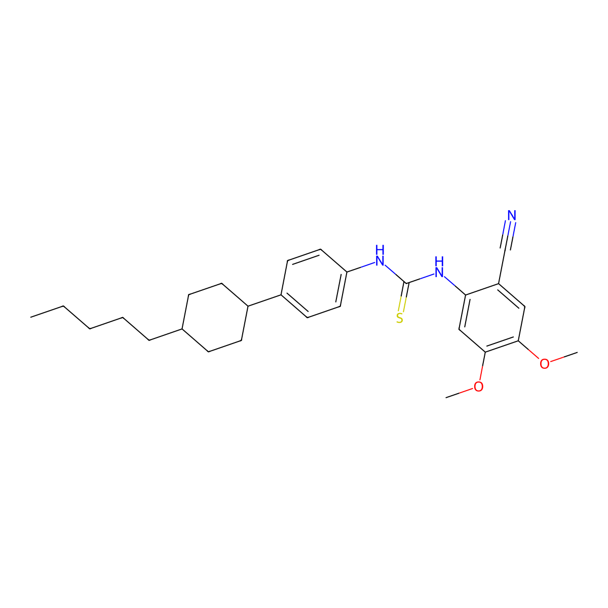 N-(2-cyano-4,5-dimethoxyphenyl)-N'-[4-(4-pentylcyclohexyl)phenyl]thiourea molecular structure, CAS 692287-55-1