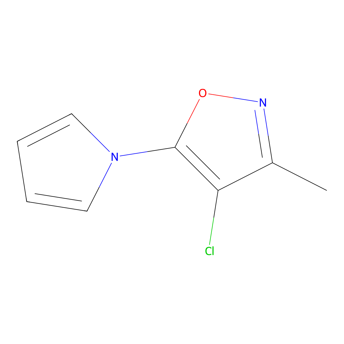 4-chloro-3-methyl-5-(1H-pyrrol-1-yl)-1,2-oxazole molecular structure, CAS 692287-59-5