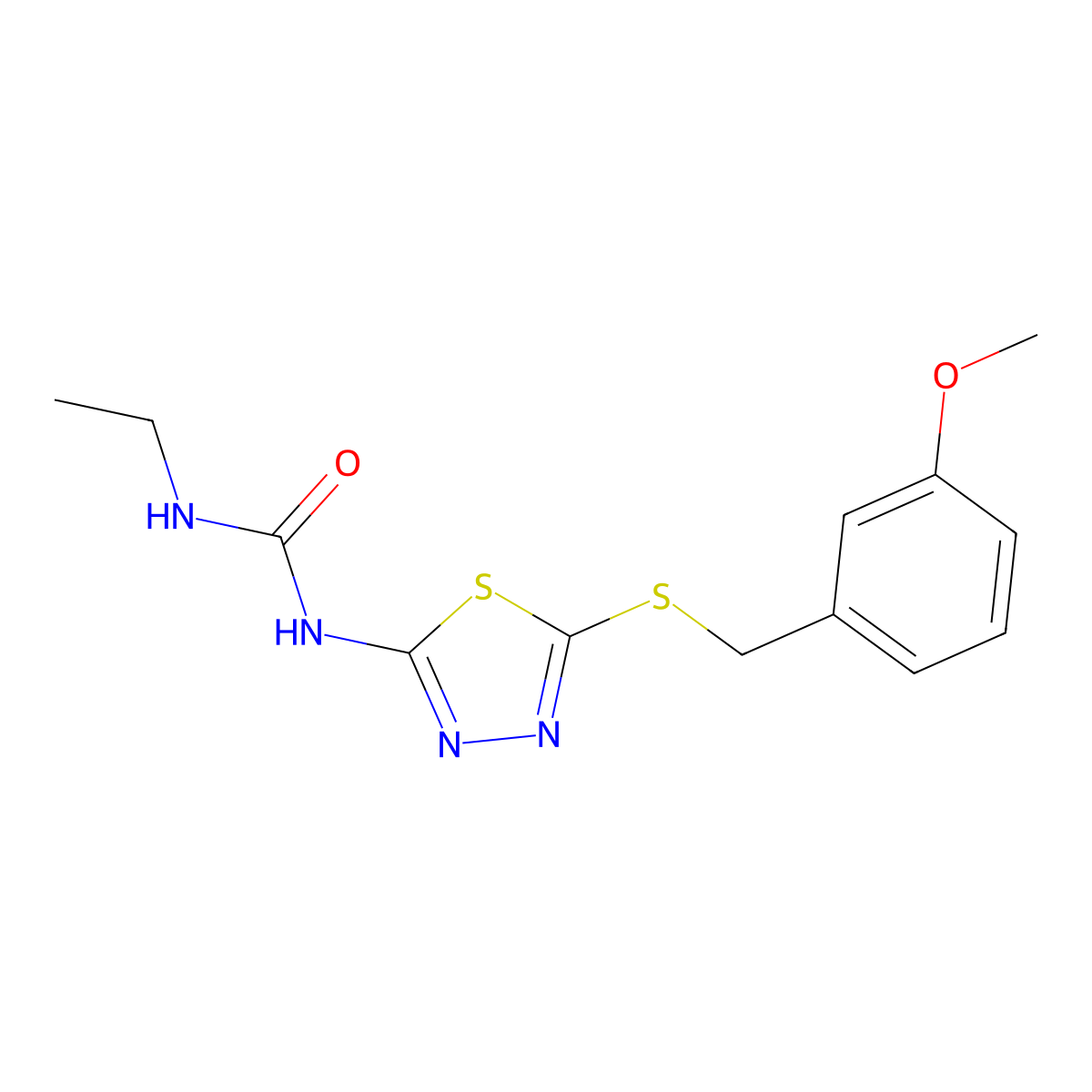 N-ethyl-N'-{5-[(3-methoxybenzyl)sulfanyl]-1,3,4-thiadiazol-2-yl}urea molecular structure, CAS 692287-71-1