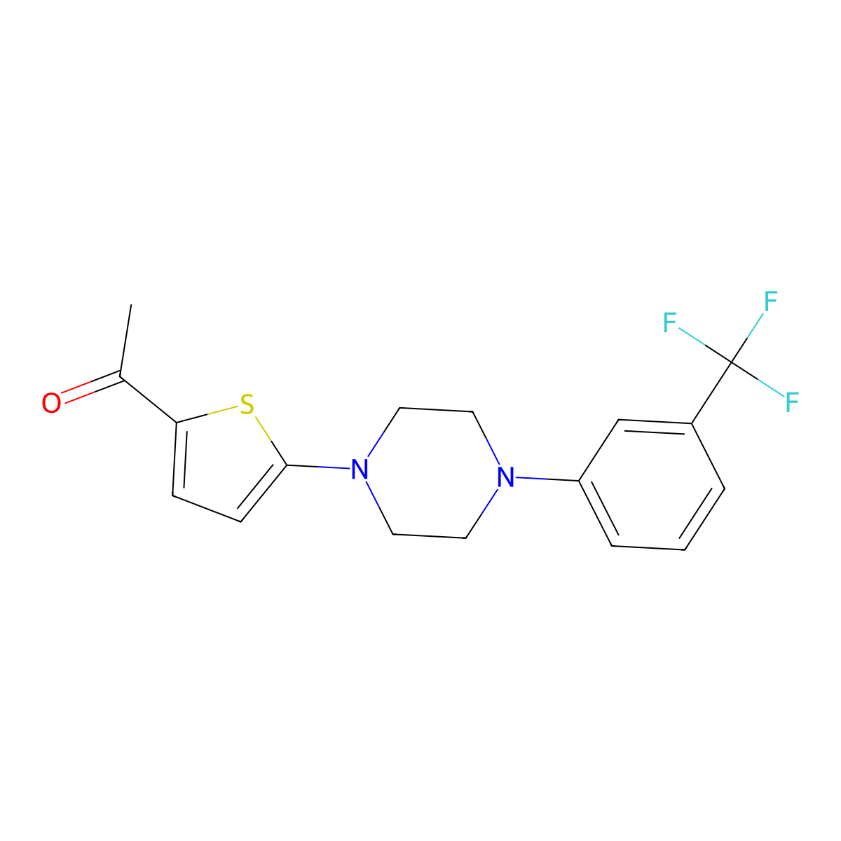 1-(5-{4-[3-(Trifluoromethyl)phenyl]piperazino}-2-thienyl)-1-ethanone molecular structure, CAS 692287-80-2
