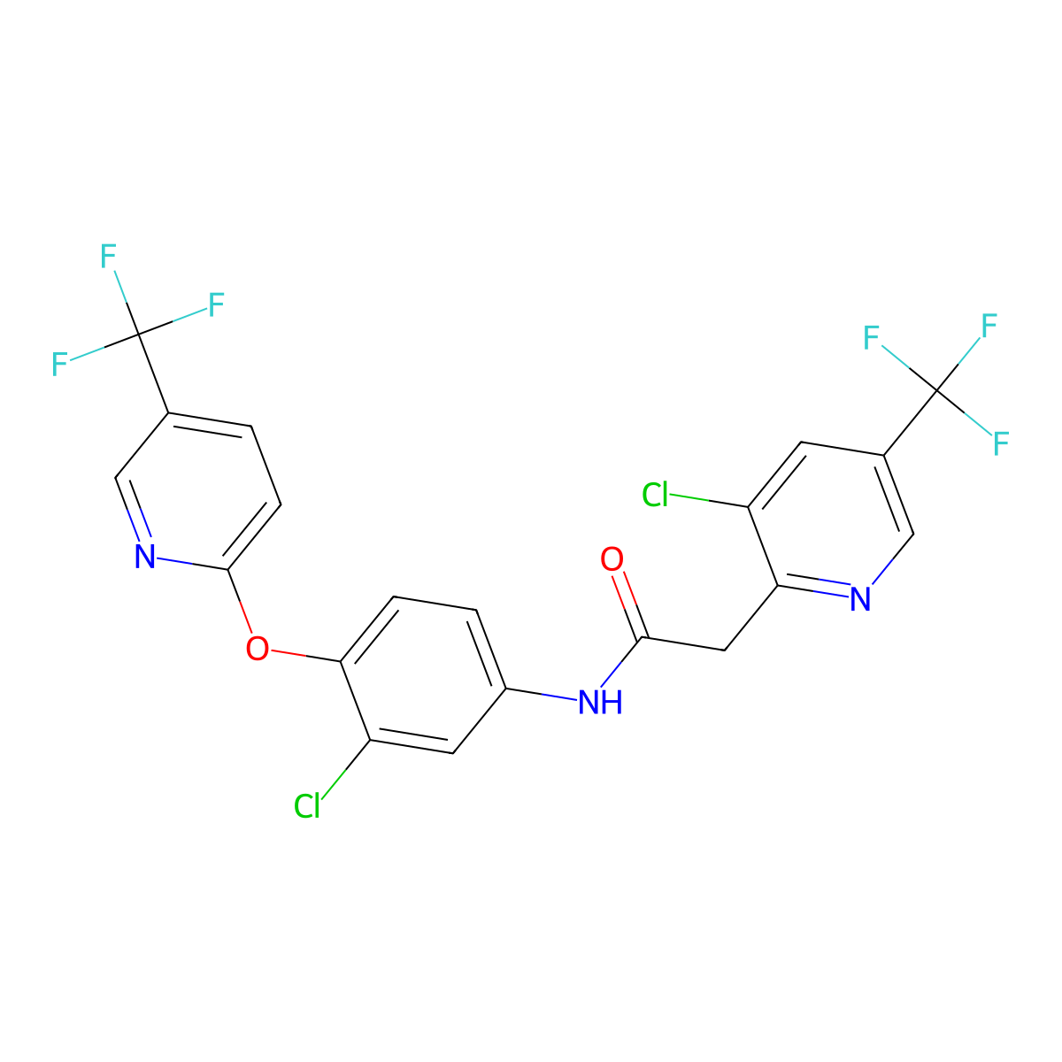 2-[3-chloro-5-(trifluoromethyl)pyridin-2-yl]-N-[3-chloro-4-[5-(trifluoromethyl)pyridin-2-yl]oxyphenyl]acetamide molecular structure, CAS 692287-88-0