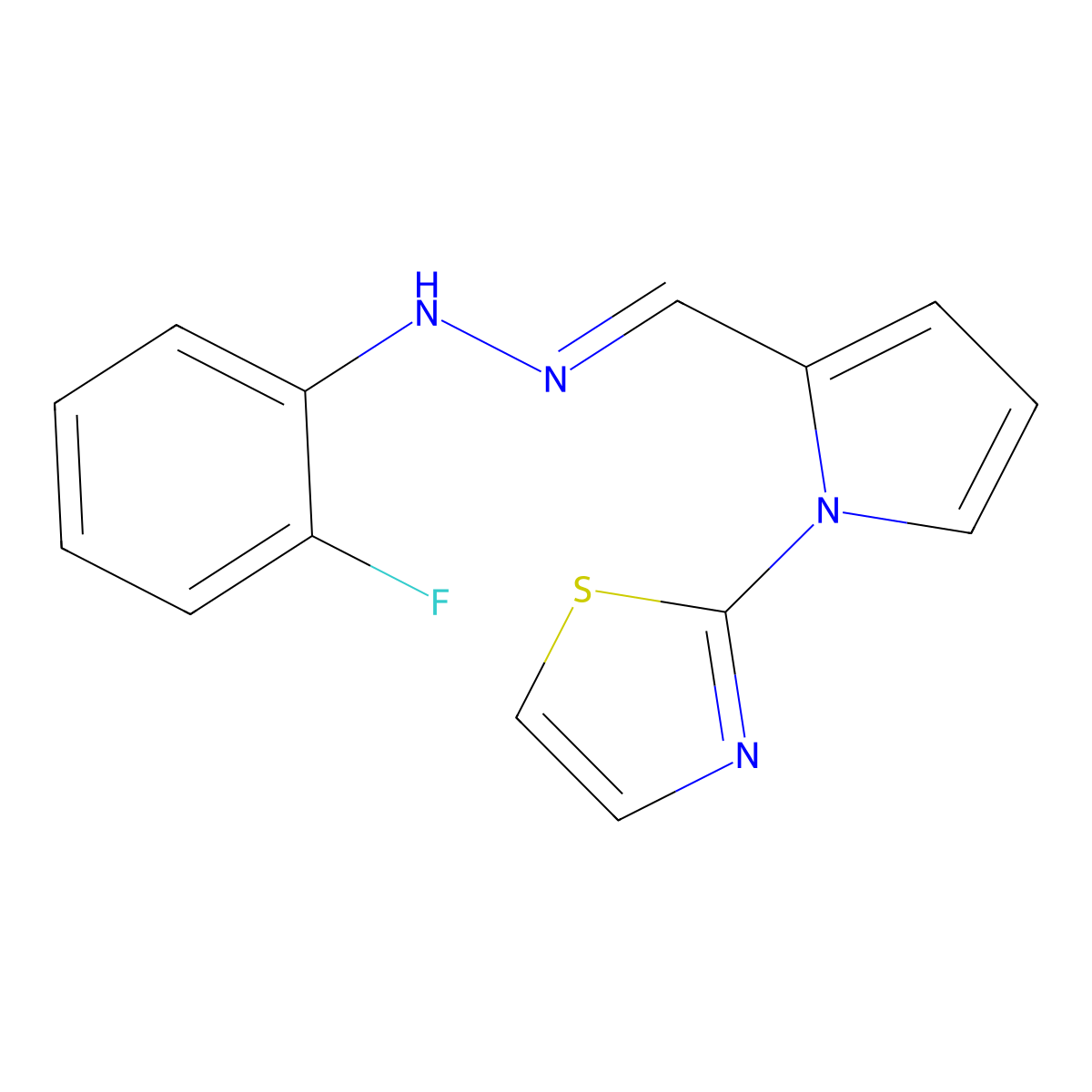 2-{2-[(1E)-[2-(2-fluorophenyl)hydrazin-1-ylidene]methyl]-1H-pyrrol-1-yl}-1,3-thiazole molecular structure, CAS 692287-96-0