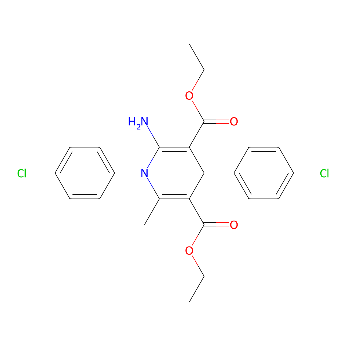 Diethyl 2-amino-1,4-bis(4-chlorophenyl)-6-methyl-4H-pyridine-3,5-dicarboxylate molecular structure, CAS 692287-98-2