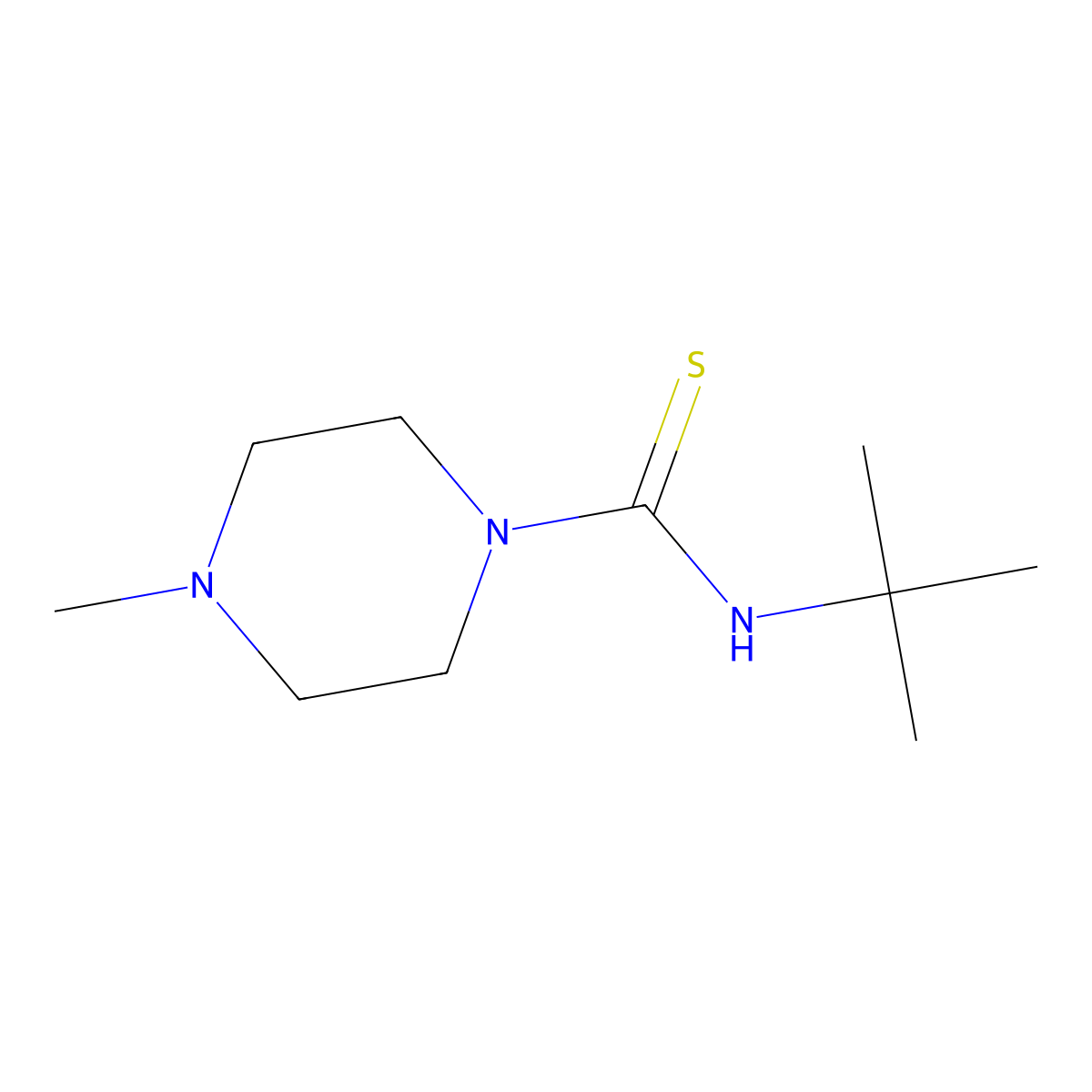 N-(tert-butyl)-4-methyltetrahydro-1(2H)-pyrazinecarbothioamide molecular structure, CAS 692287-99-3