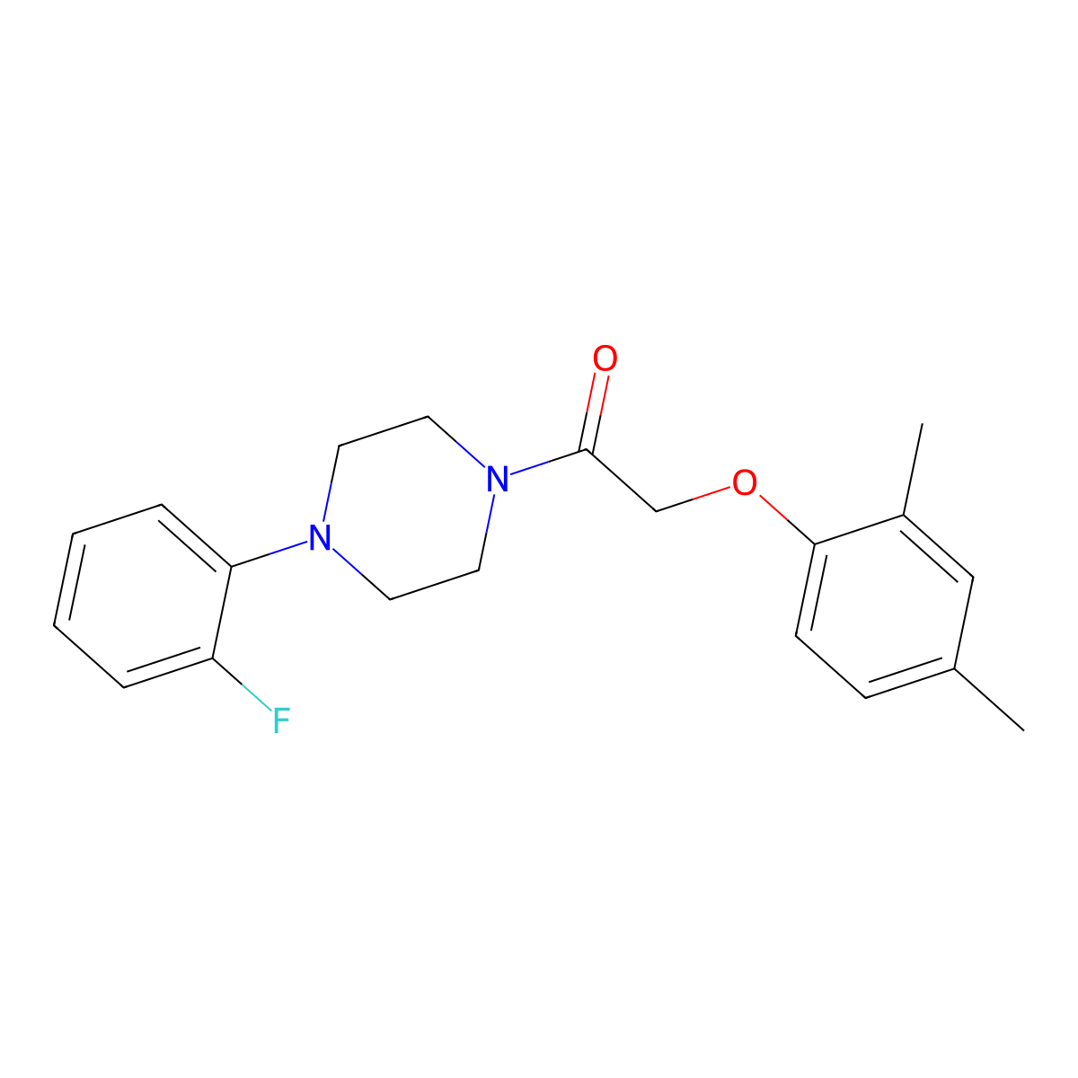 2-(2,4-Dimethylphenoxy)-1-[4-(2-fluorophenyl)piperazin-1-yl]ethanone molecular structure, CAS 692288-83-8