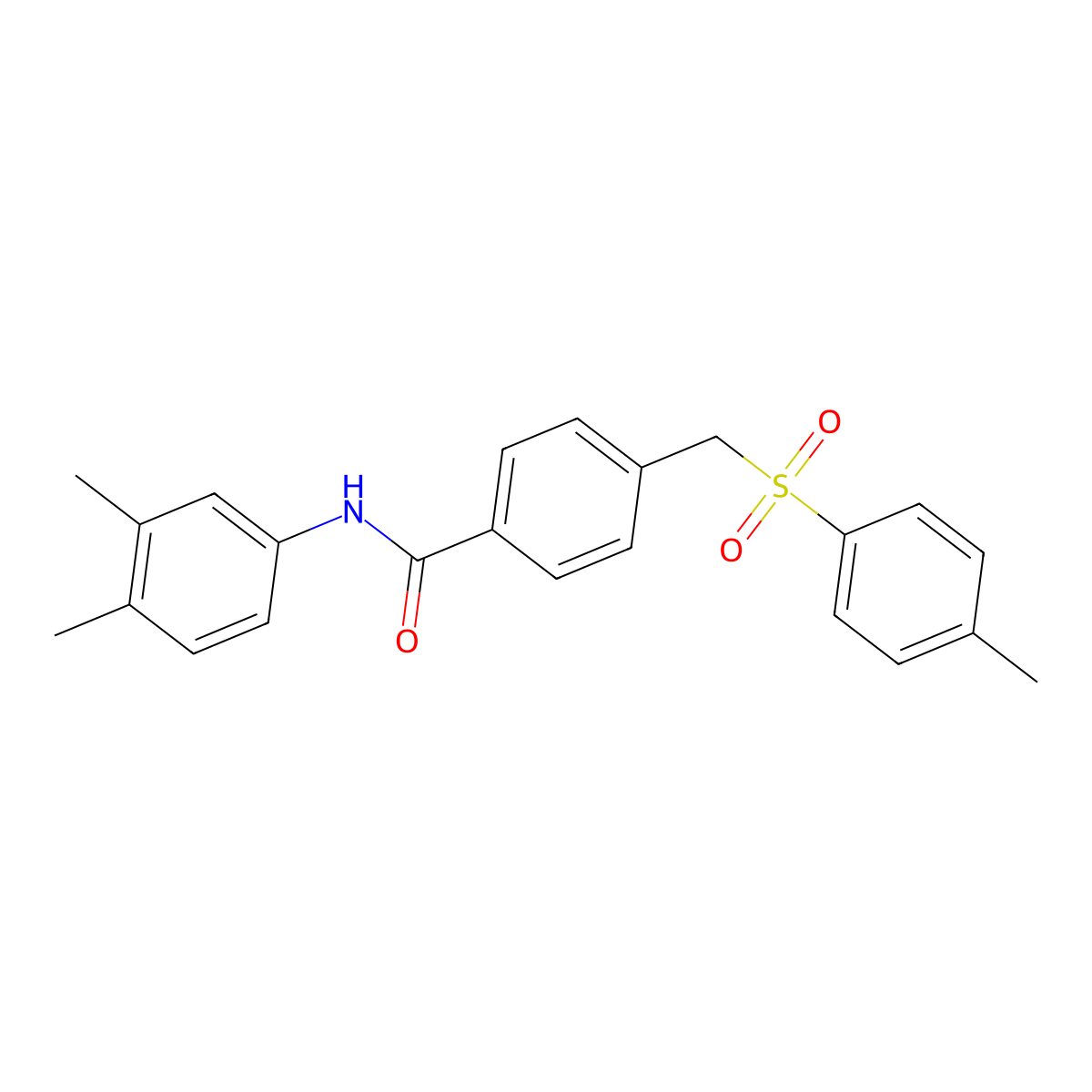 N-(3,4-Dimethylphenyl)-4-[[(4-methylphenyl)sulfonyl]methyl]benzamide molecular structure, CAS 692288-94-1