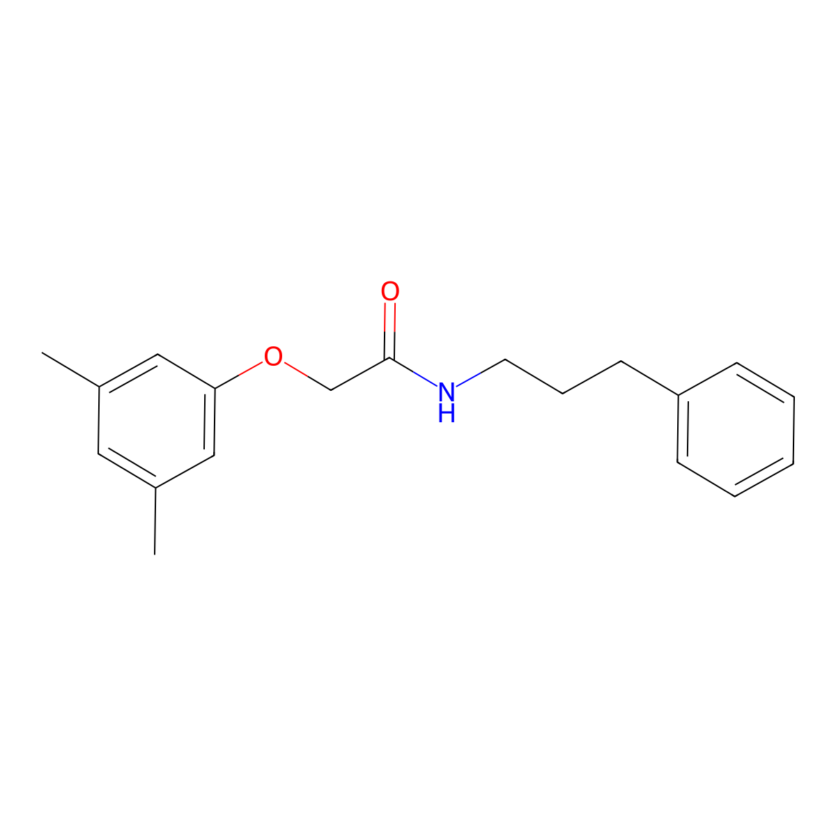 2-(3,5-dimethylphenoxy)-N-(3-phenylpropyl)acetamide molecular structure, CAS 692290-22-5
