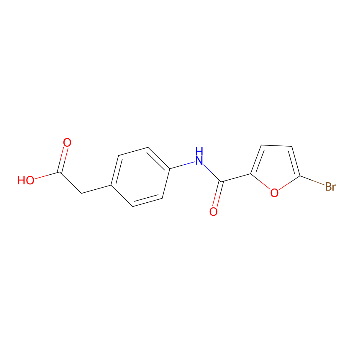 2-(4-(5-Bromofuran-2-amido)phenyl)acetic acid molecular structure, CAS 692290-41-8