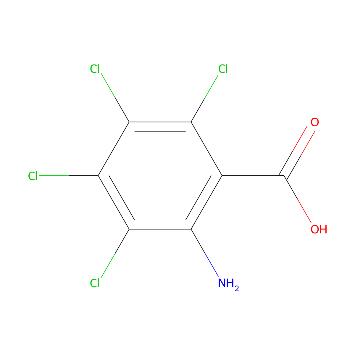 2-Amino-3,4,5,6-tetrachlorobenzoic acid molecular structure, CAS 6923-69-9