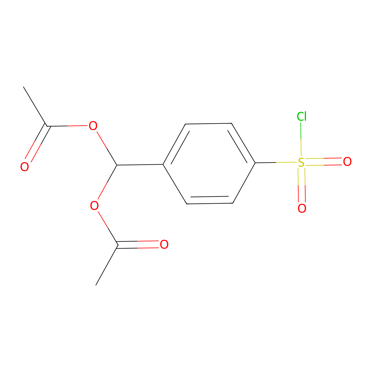 (4-(Chlorosulfonyl)phenyl)methylene diacetate molecular structure, CAS 69232-47-9