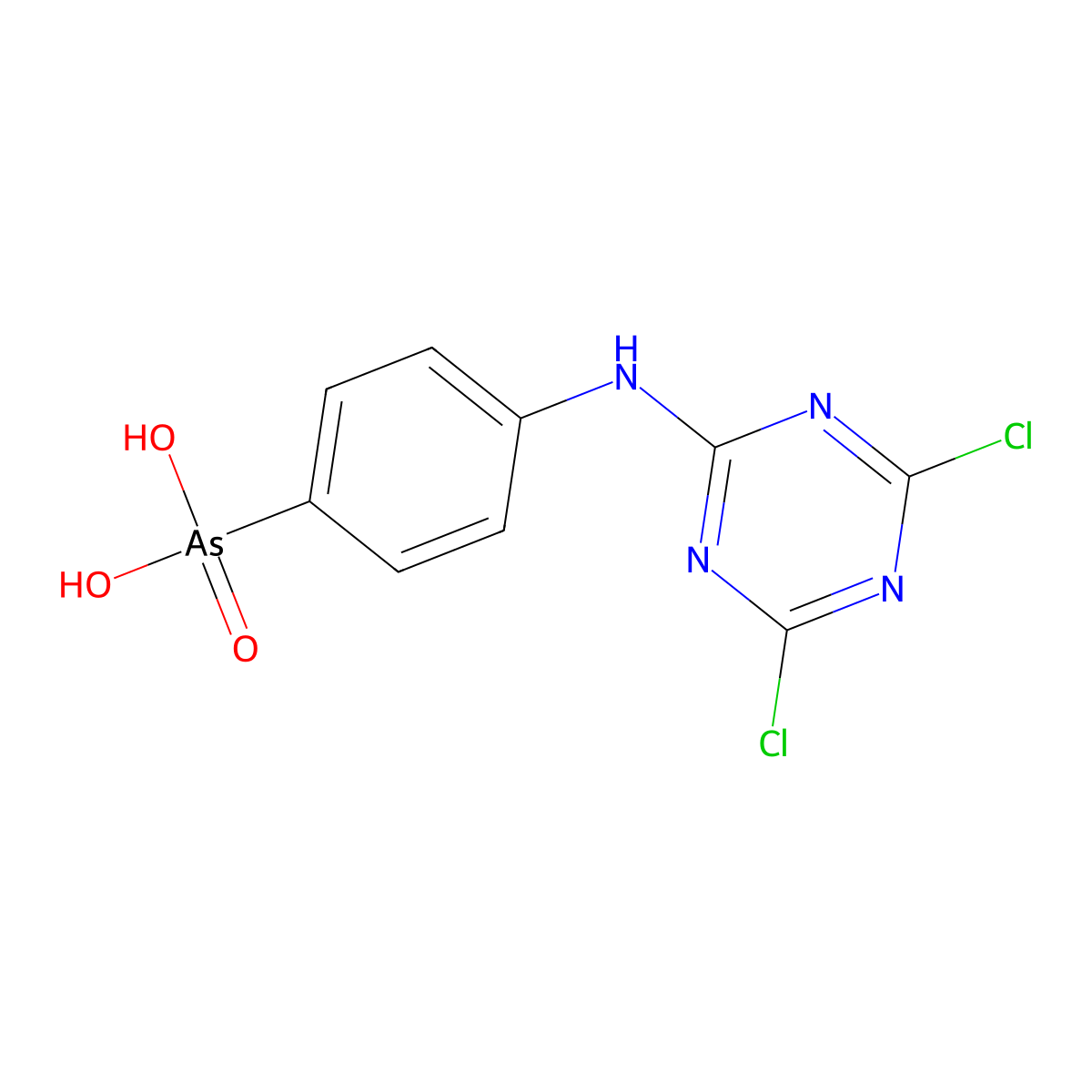 {4-[(4,6-Dichloro-1,3,5-triazin-2-yl)amino]phenyl}arsonic acid molecular structure, CAS 69239-50-5