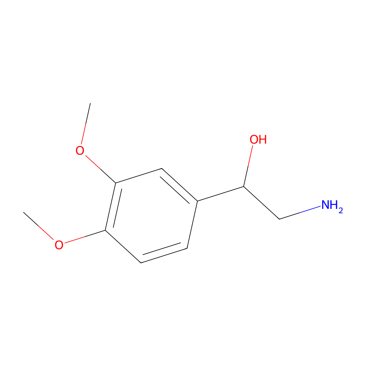 3,4-Dimethoxyphenylethanolamine molecular structure, CAS 6924-15-8