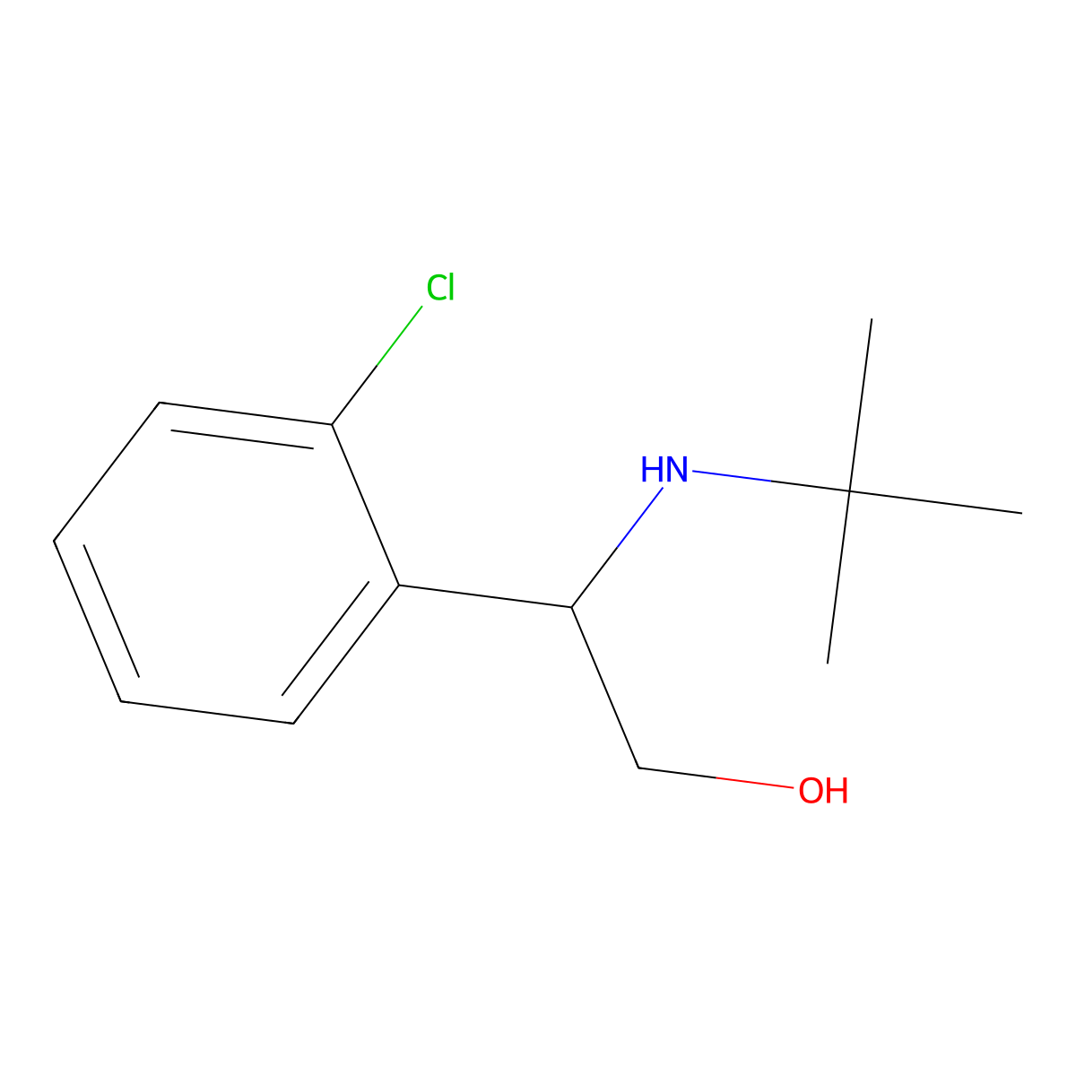 (2-Chlorophenyl)-1-tert-butylamino-2-ethanol molecular structure, CAS 69240-90-0