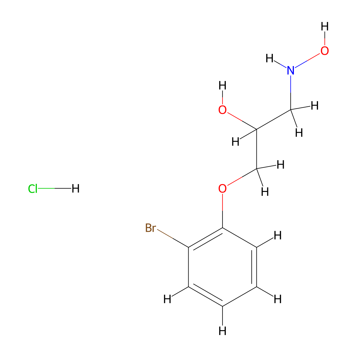 1-(2-Bromophenoxy)-3-(hydroxyamino)propan-2-ol;hydrochloride molecular structure, CAS 69242-09-7