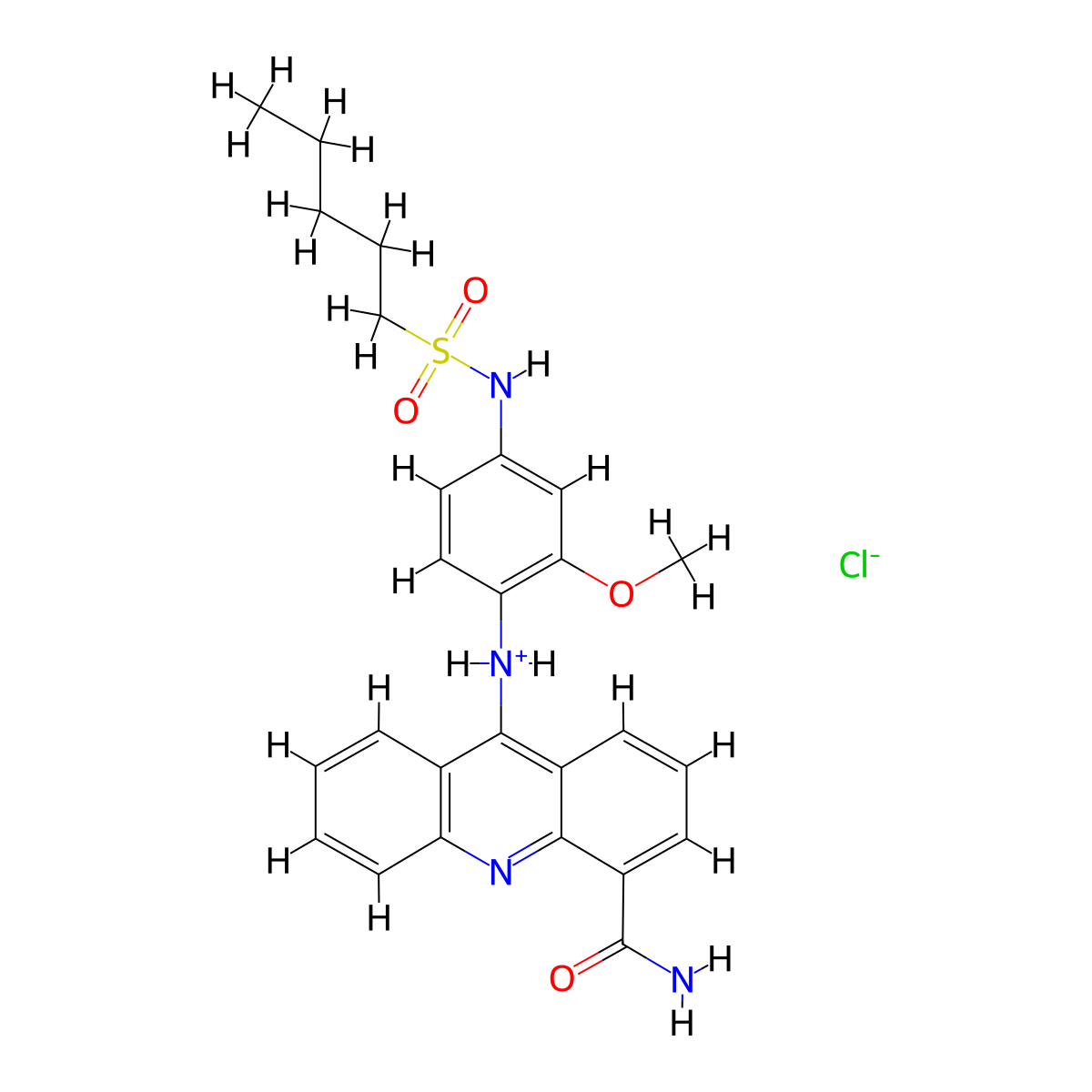 4-Acridinecarboxamide, 9-(4-pentylsulfonamido-2-methoxyanilino)-,hydrochloride molecular structure, CAS 69242-98-4