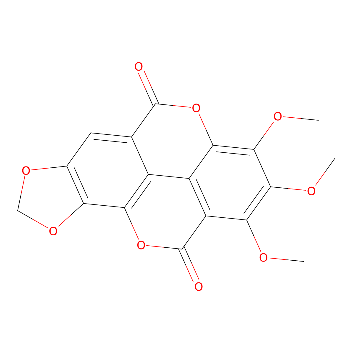 3,4,5-O-trimethyl-3',4'-O,O-methylidineflavellagic acid molecular structure, CAS 69251-99-6