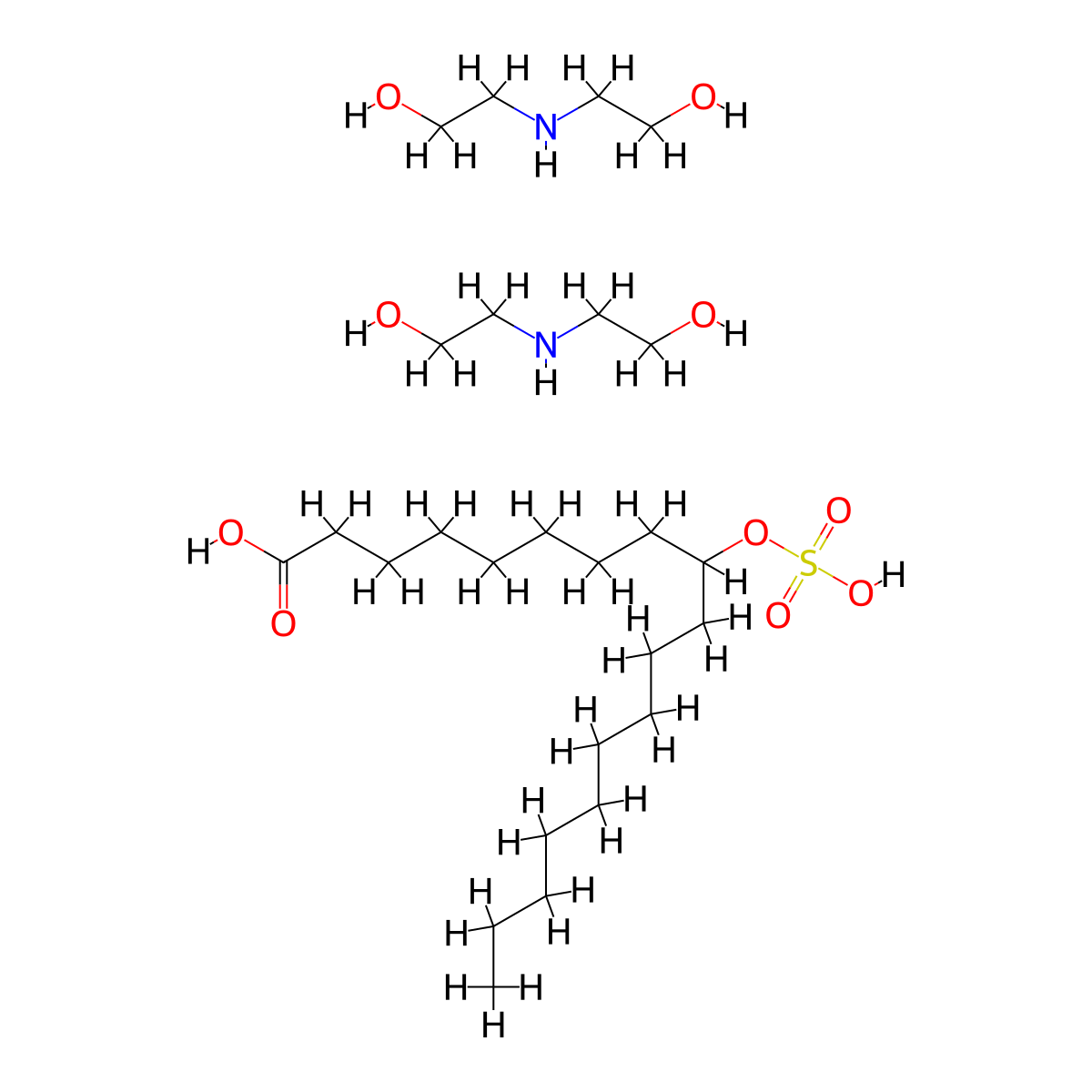 Octadecanoic acid, 9(or 10)-(sulfooxy)-, compd. with 2,2'-iminobis(ethanol) (1:2) molecular structure, CAS 69256-63-9