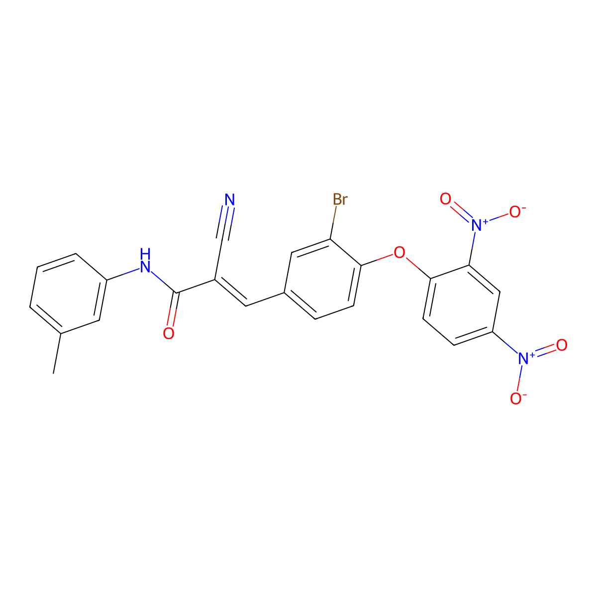 3-[3-bromo-4-(2,4-dinitrophenoxy)phenyl]-2-cyano-N-(3-methylphenyl)prop-2-enamide molecular structure, CAS 6926-88-1