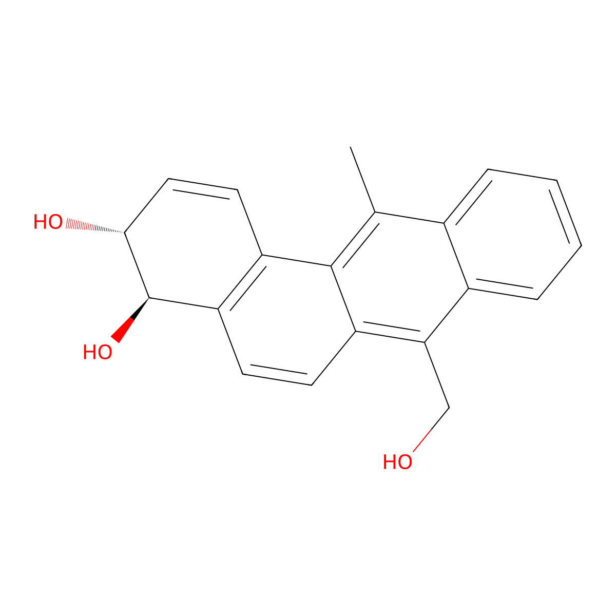 Benz(a)anthracene-3,4-diol, 3,4-dihydro-7-(hydroxymethyl)-12-methyl- molecular structure, CAS 69260-84-0