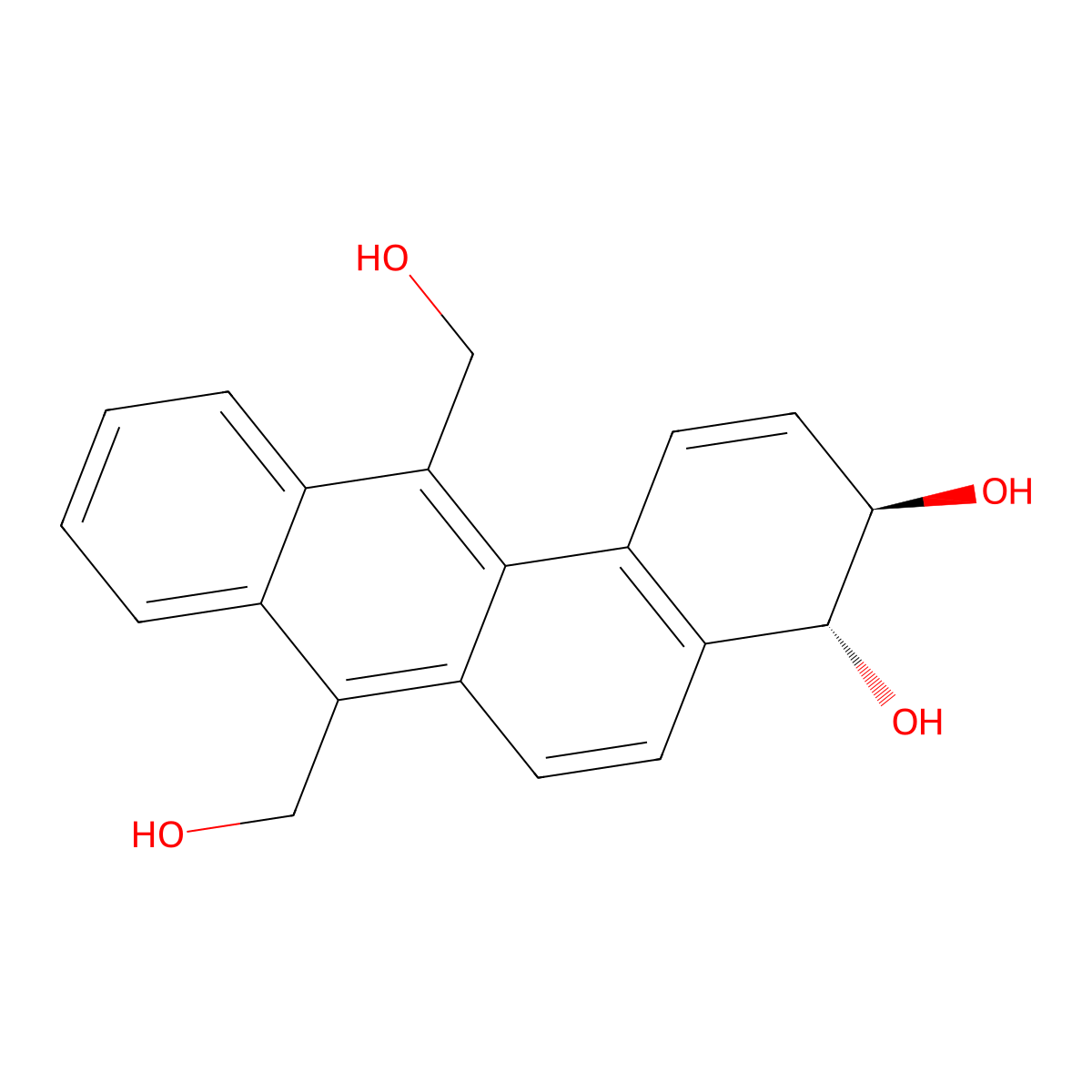 (E)-3,4-Dihydroxy-3,4-dihydrobenz(a)anthracene-7,12-dimethanol molecular structure, CAS 69260-85-1