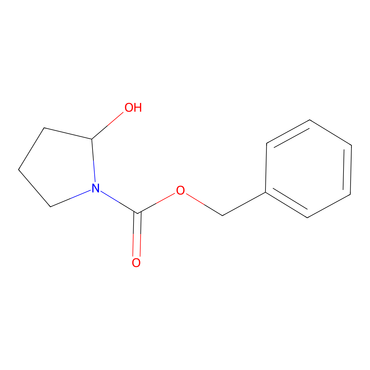 Benzyl 2-hydroxypyrrolidine-1-carboxylate molecular structure, CAS 69261-54-7