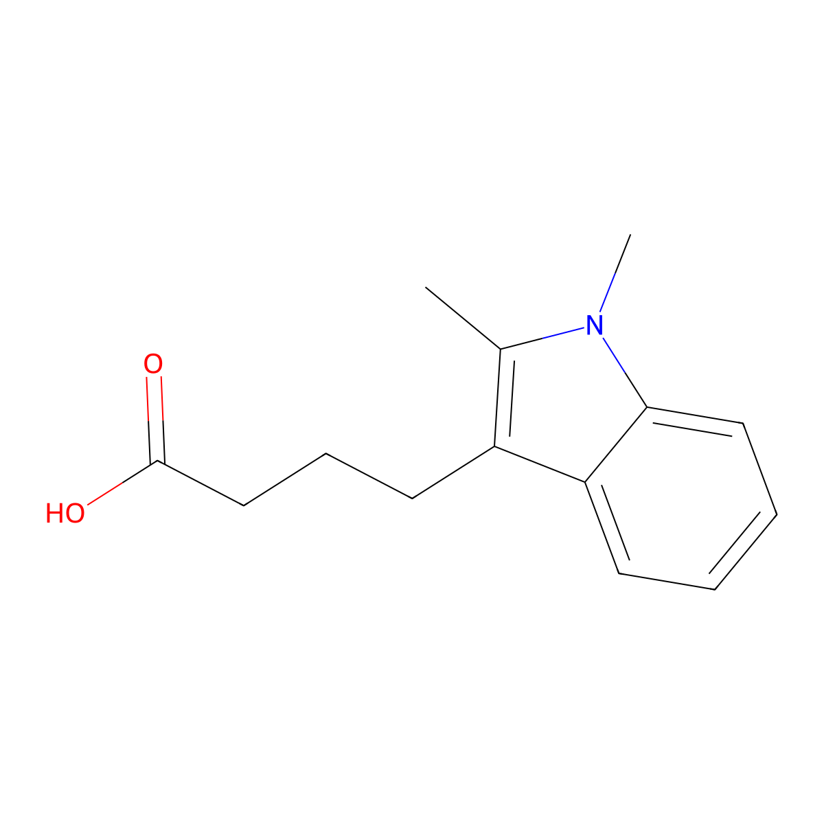 4-(1,2-Dimethyl-1H-indol-3-yl)butanoic acid molecular structure, CAS 69262-84-6