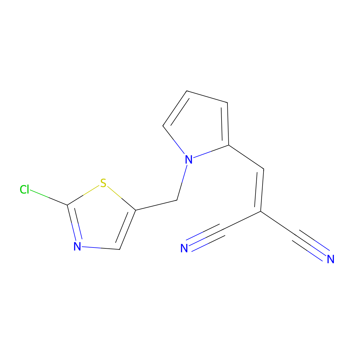 2-({1-[(2-chloro-1,3-thiazol-5-yl)methyl]-1H-pyrrol-2-yl}methylene)malononitrile molecular structure, CAS 692732-73-3
