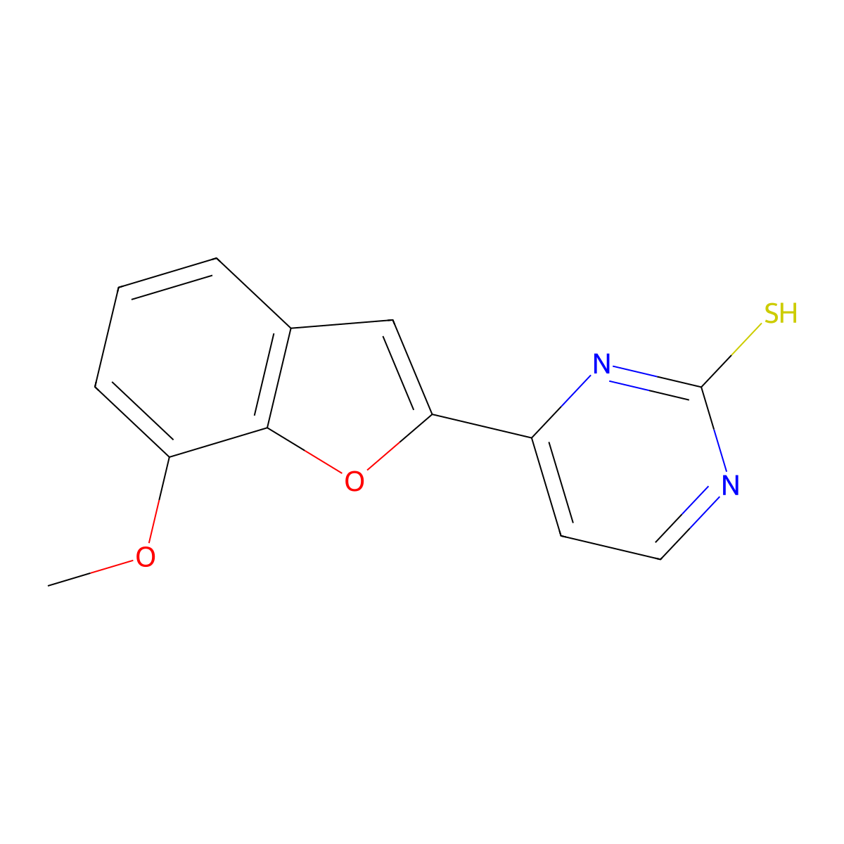 4-(7-Methoxy-1-benzofuran-2-yl)-2-pyrimidinethiol molecular structure, CAS 692732-74-4