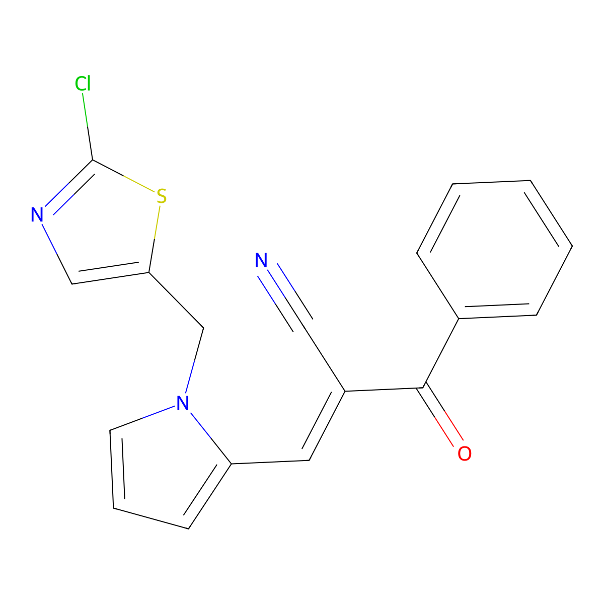 (2E)-2-[(E)-benzoyl]-3-{1-[(2-chloro-1,3-thiazol-5-yl)methyl]-1H-pyrrol-2-yl}prop-2-enenitrile molecular structure, CAS 692732-76-6