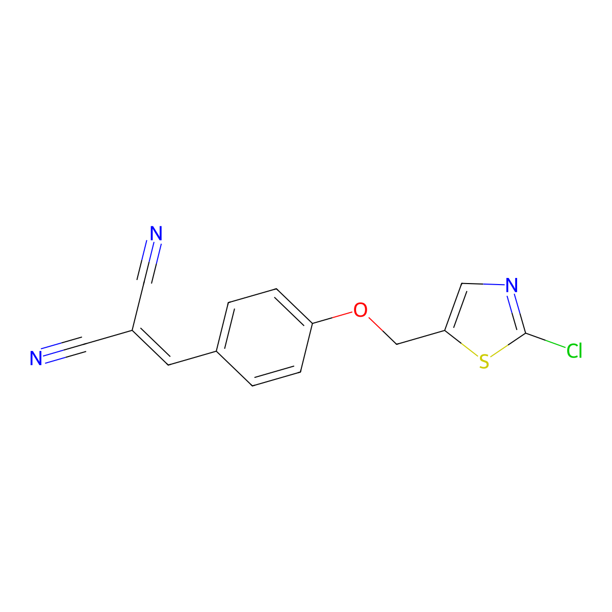 2-({4-[(2-Chloro-1,3-thiazol-5-yl)methoxy]phenyl}methylene)malononitrile molecular structure, CAS 692732-78-8